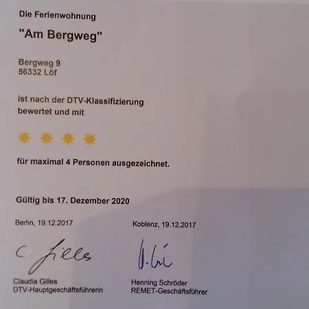 Ferienwohnung Am Bergweg Appartement Löf